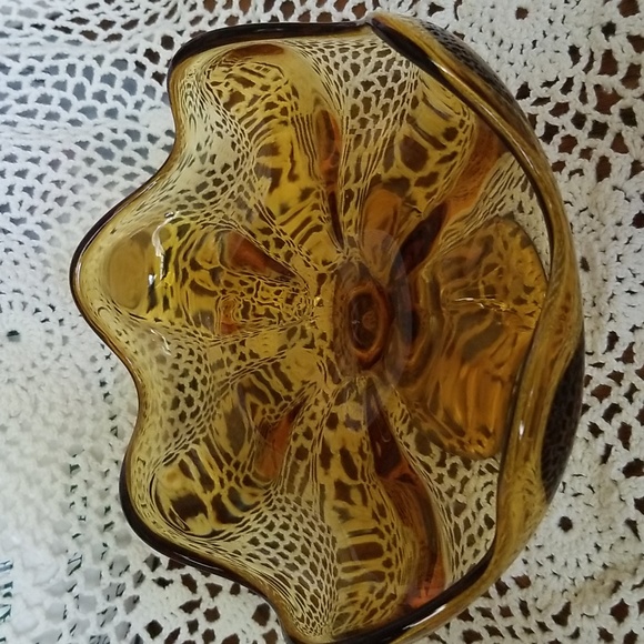 Vintage Viking Amber Colored Glass Pedestal Open Compote - Picture 2 of 3